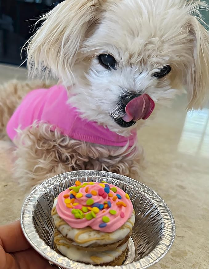 Dog Birthday Cake- Pink Petit Four Cake- Bad to the Bone by Dezicakes- Perfect Dog Party Cake Boxed & Decorated- Natural Ingredients -Peanut Butter Apple Cinnamon Birthday Cake- Handmade in USA