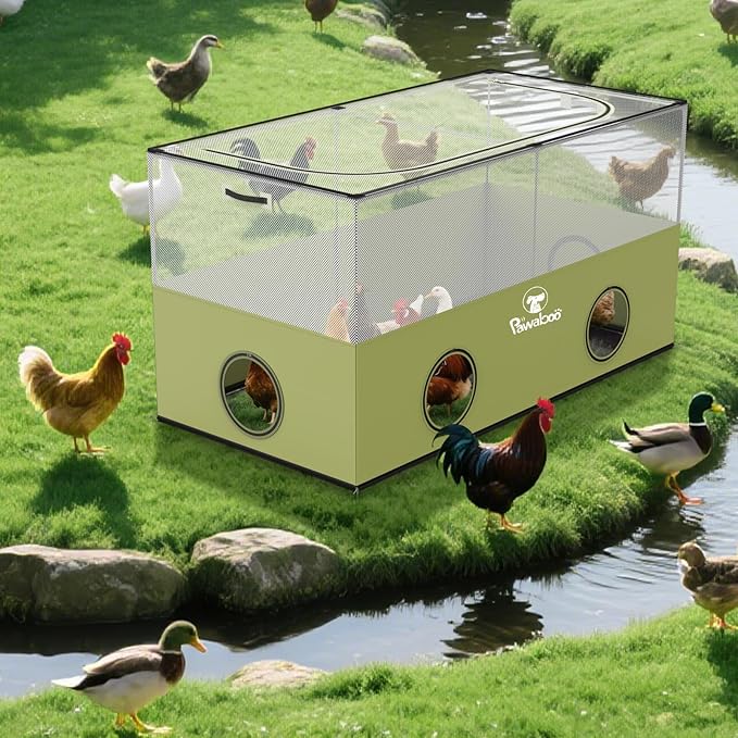 Pawaboo Small Animal Playpen, Pet Cage Tent with Breathable Mesh Wall and Bottom, Foldable Small Pet Enclosure for Puppy Kitten Rabbit Chicken Hamster Guinea Pig Indoor Outdoor Fence, Green