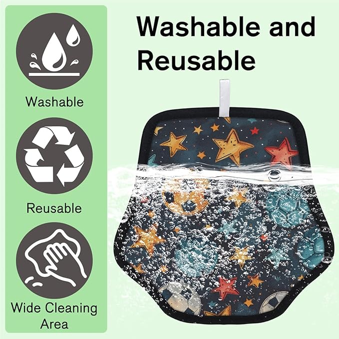 Reusable Pet Hair Removal Glove Stars Soccer Magic Brush for Cat & Dog Hair Remover for Car, Sofa, Bedding, Clothes - 9x9 Mitt Washable