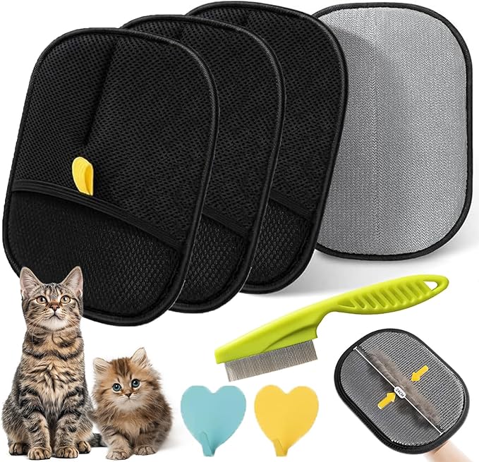 Upgraded Electrostatic Gloves Pet Hair, Electrostatic Hair Removal Glove, Static Hair Removal Glove for Dogs and Cats, Reusable Cat & Dog Hair Remover for Couch, Furniture, Carpet, Car Seat (3PCS,B)