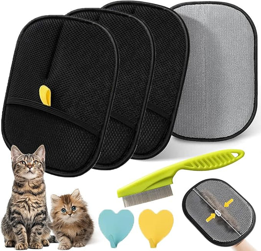 Upgraded Electrostatic Gloves Pet Hair, Electrostatic Hair Removal Glove, Static Hair Removal Glove for Dogs and Cats, Reusable Cat & Dog Hair Remover for Couch, Furniture, Carpet, Car Seat (3PCS,B)
