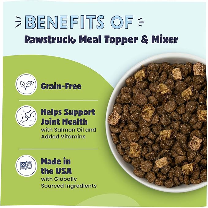 Pawstruck Vet Recommended Air Dried Dog Food Toppers for Picky Eaters, Made in USA with Real Beef, Premium Meal Mix-in Kibble Enhancer, 8 oz, Packaging May Vary