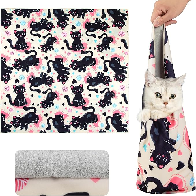 35.4“ Cat Wrap for Cutting Nails Self-Adherent Fabric Cat Wrap for Grooming Cat Restraint for Nail Clipping Anti-Escape Cat Calming Wrap Within 22lbs