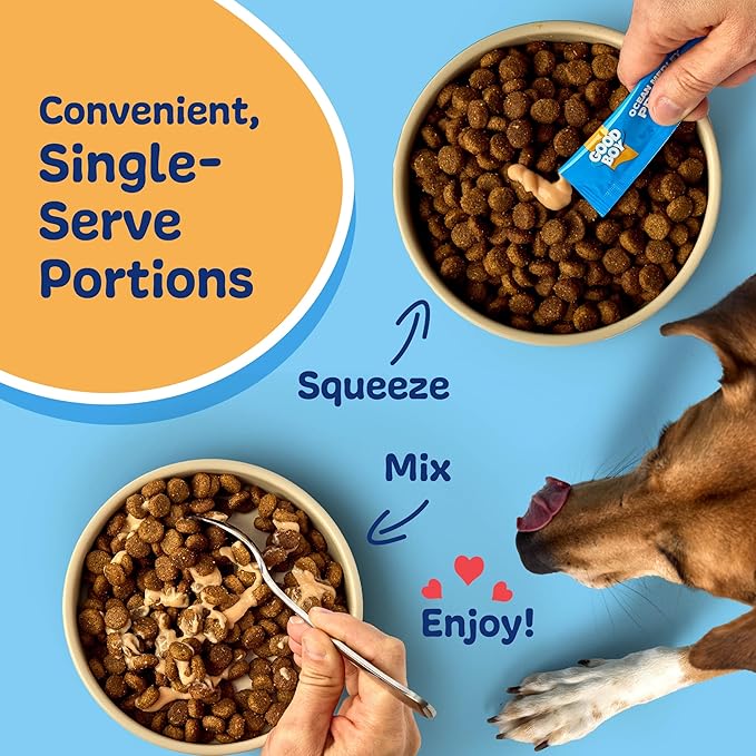 Good Boy Ocean Medley Protein Purees Dog Food Mixers for All Adult Dogs, 30 Count, Easy Single-Serve Triple Flavor Topper Treats with Salmon, Tuna and Krill