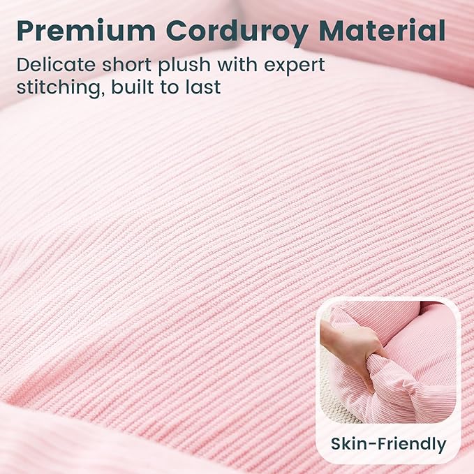 Cat Bed, 22 Inch Washable Corduroy Cat and Small Dog Bed with Removable Cover & Anti-Slip Bottom, Calming Comfort Pet Bed for Pets up to 15 lbs (Pink)