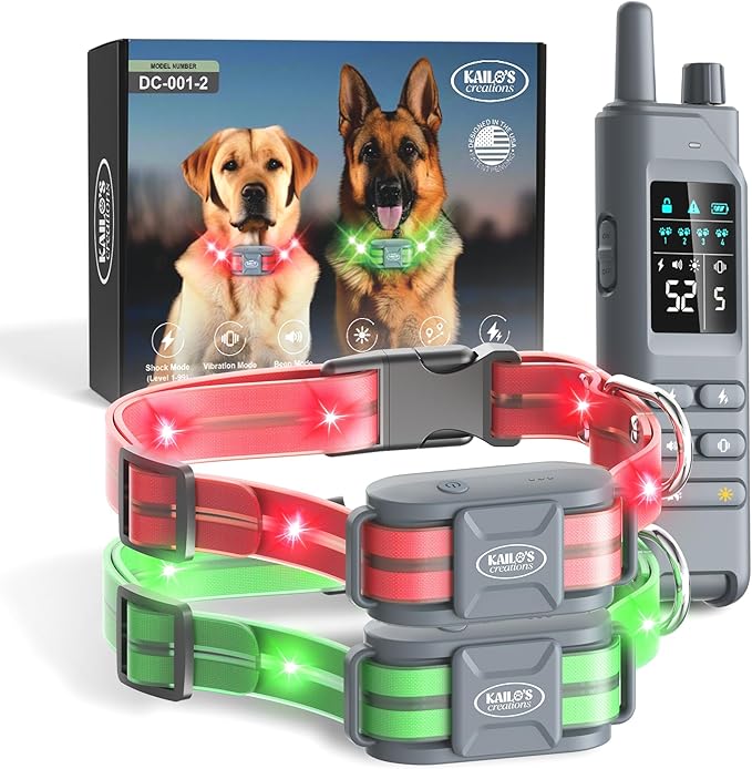Dog Shock Collar (New Version) with 360° LED Lights – 4200FT Dog Training Collar with Remote, IPX8 Waterproof, Beep/Vibration/Safety Shock Modes, Rechargeable E-Collar for Dogs (10-120lbs)