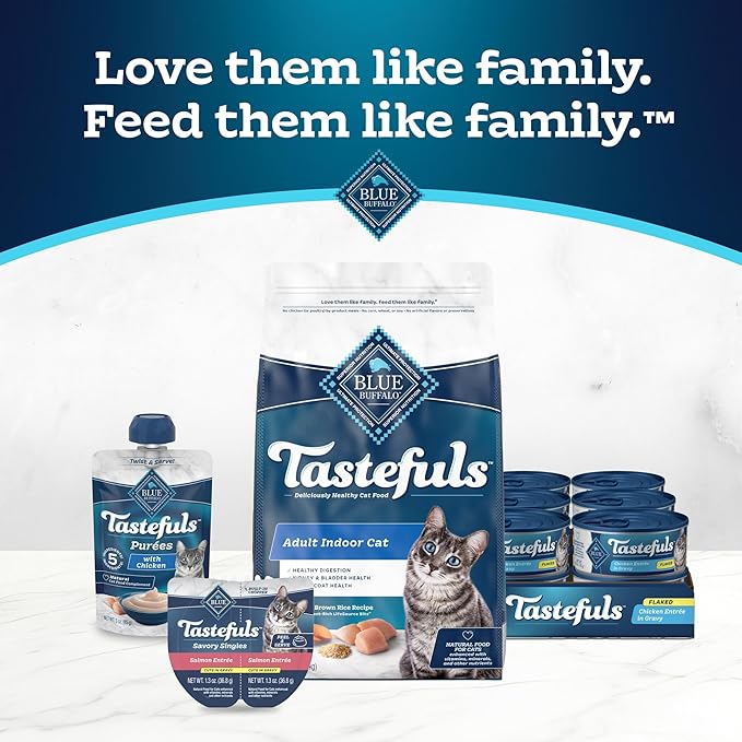 Blue Buffalo Tastefuls Savory Singles Natural Wet Cat Food in Gravy, 2.6-oz. Twin-Pack Tray, Salmon Entreé (24 Count)