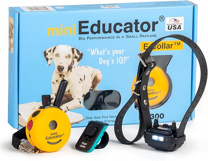 ET-300 Mini Educator E-Collar Humane Dog Training Collar with Remote & Night Light–100 Levels Gentle Tapping Stimulation, Waterproof & Rechargeable–1/2 Mile Range–For 1 Small to Medium Dog–Yellow