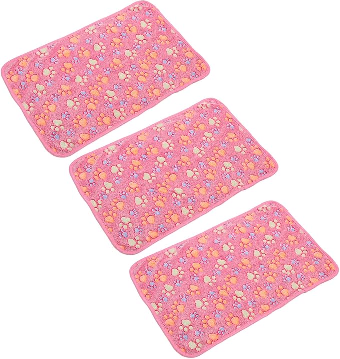 3Pcs Dog Paw Print Fleece Blanket, Pet Warm Sleep Mat, Coral Fleece Soft Dog Blanket with Cute Paw Design, Bite Resistant Pet Supplies for Dogs Cats Small Animals (25.5cm)