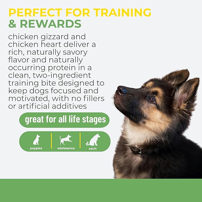 Momentum Carnivore Nutrition Freeze-Dried Chicken Training Bites – Two Ingredients-Chicken Gizzard and Heart, All-Natural Dog Treats –Made in USA – Perfect for Training & Rewards- 2.5 oz Bag