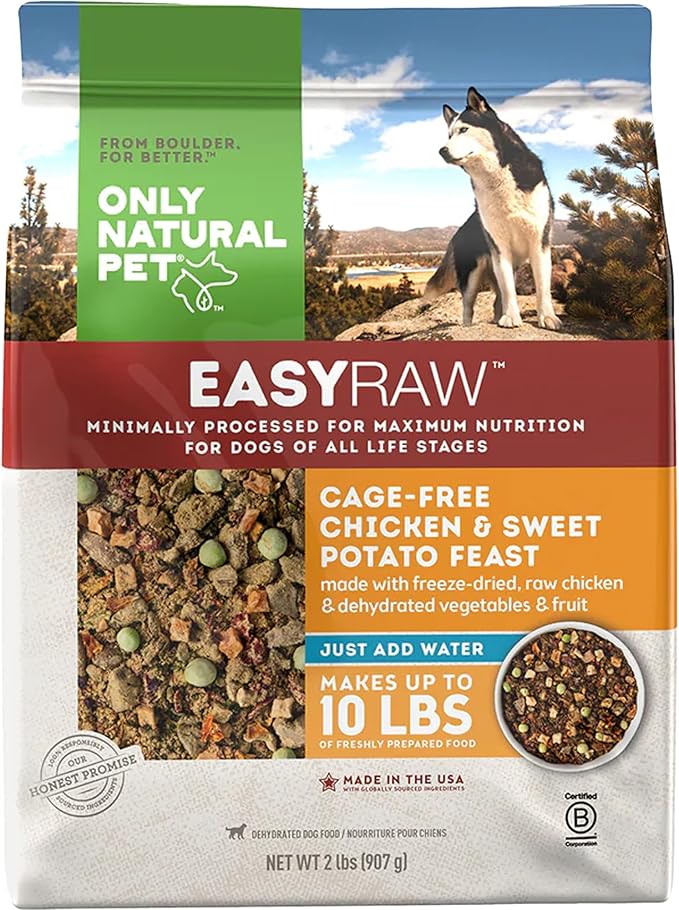 Only Natural Pet - EasyRaw Dehydrated Raw Dog Food Formula, Contains Real Wholesome Nutrition, Low Glycemic, Paleo Friendly, Non-GMO - Chicken & Sweet Potato Flavor - 2 lb Bag (Makes 10 lbs)-C2