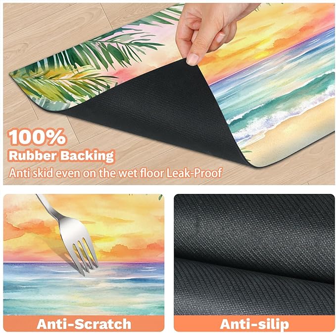 Tropical Flower Dog Food Mat for Floors Absorbent, Quick Dry Water Dispenser Mat for Food, Water, Pet Supplies 24" x 32", Summer Hawaii