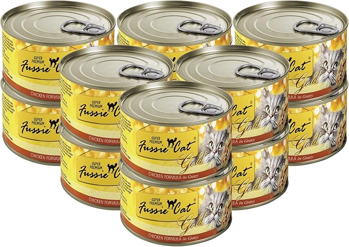 Fussie Cat Super Premium Chicken with Gravy Grain-Free Wet Cat Food - 5.5oz Cans - Case of 24 Cans (Chicken Formula with Gravy)