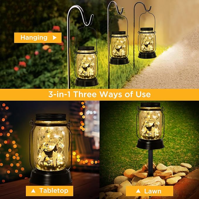 Kerry Blue Terrier Gifts for Women/Men, Pet Solar Lanterns Kerry Blue Terrier Dog Lovers Lantern Pet Loss Dog Memorial Lights Solar Garden Decoration for Yard,Patio,Backyard,Torches Lights Home Decor