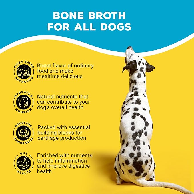 Brutus Broth Dog Food Topper - Instant Bone Broth Powder for Adult Dogs - Supports Hip and Joint Function - Human-Grade Quality - Serve Dry or Wet - Beef Flavor - 3.5 oz Pack (Makes 130 oz with Water)