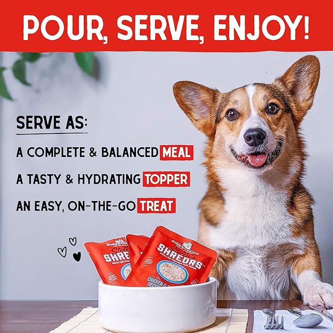 Stella & Chewy's Grass Fed Beef & Lamb Shredrs - Premium Dog Food Pouches - Perfect for Picky Eaters - 24 Pack, 2.8oz Each