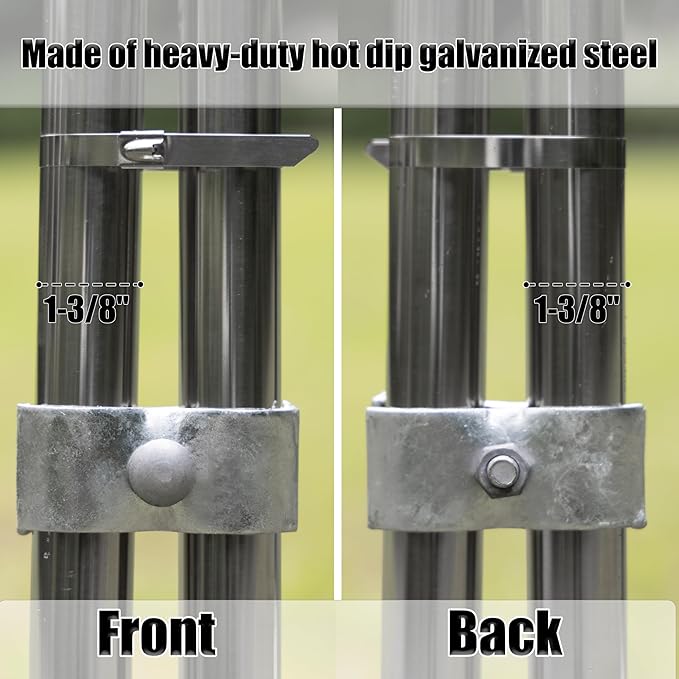 Mabeeze Dog Kennel Panel Clamps for 1-3/8" Pipes - 20 sets Pack - Galvanized Steel Connectors - Chain Link Fence Clamps for Panel Frame, Runs, Coops, Cages - Includes 20 Metal Zip Ties
