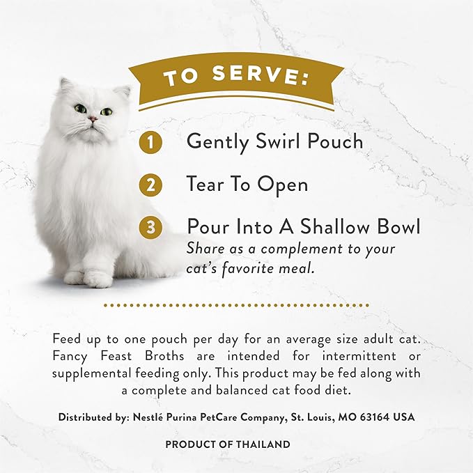 Purina Fancy Feast Lickable Wet Cat Food Broth Topper, Creamy With Tuna, Chicken, and Whitefish - (Pack of 16) 1.4 oz. Pouches