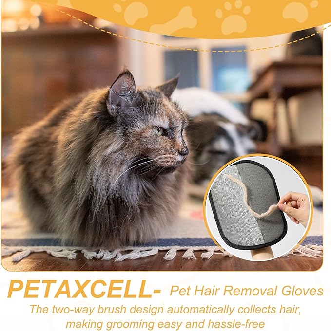 Pet Hair Remover Gloves, Electrostatic Pet Hair Dog Cat Grooming Removal Glove Reusable Magic Brush Animal Fur Removal Tool, (2Pcs, L, Black/Red) for Clothes/Carpet/Couch/Car Seat
