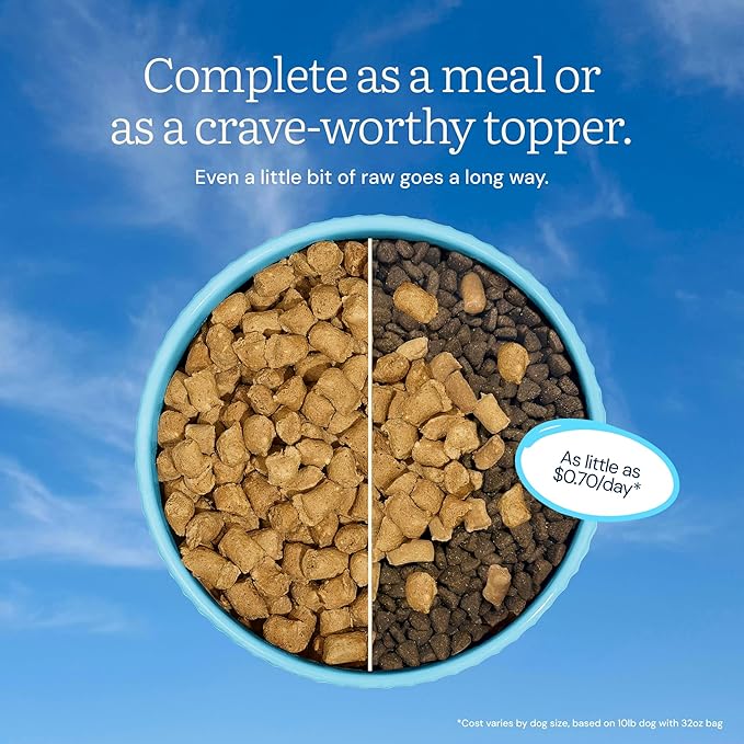 Get Joy Freeze Dried Raw Chicken Dog Food, High Protein Grain Free Meal, Topper & Treat, Gut Health Support with Probiotics, Small to Large Breed, 32oz Bag
