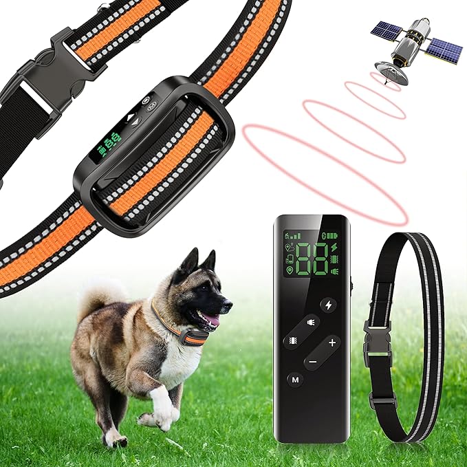 Homrich 2 in1 GPS Wireless Dog Fence, Electric Dog Fence, IPX7 Waterproof Pet Containment System with 3 Training Modes Invisible Fence with 2 Replacement Collars for Dogs Over 8 Lbs Outdoor Use