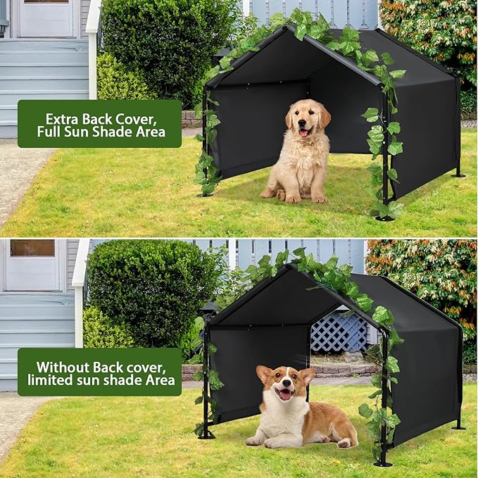 Large Dog Shade for Outside - LitaiL Outdoor Dog Kennel for Small Dogs, 47.2" x 47.2" x 39.4" Outdoor Sun Rain Canopy Pet House, Waterproof Pet Canopy Shelter for Small Animals, Black