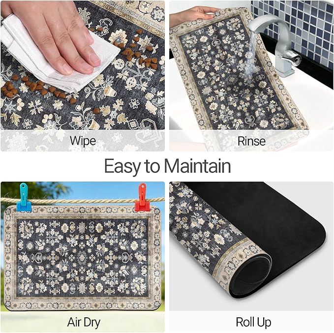 Dog Food Mat, Absorbent Waterproof Non-Slip Pet Cat Bowl Feeding Mat for Food & Water Pet Supplies 12 * 20"