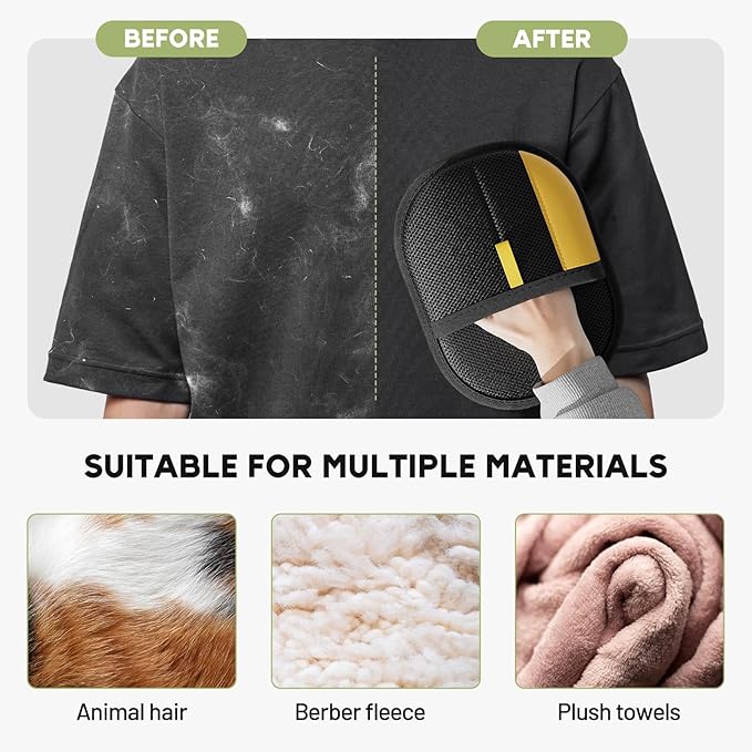Pet Hair Remover Gloves, 2025 Upgrade Reusable Electrostatic Glove for Cat & Dog Hair Remover Mitt for Couch Furniture Carpet Car Seat Pet Grooming Gloves (1)