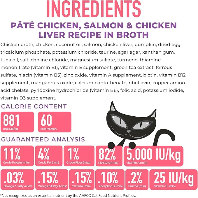 Tiki Cat Silver Pate Chicken, Salmon & Chicken Liver Recipe in Broth, 2.4 oz. Can (12 Count)