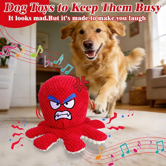 Mity rain Interactive Dog Toys Octopus with Thicken Plush, Moving Dog Toy with Recording Mode Shaking & Singing Mode Bouncing, Funny Ball Jumping to Keep Them Busy & Chase, Rechargeable (No Zipper)