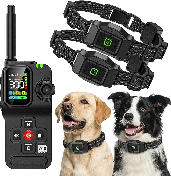 GPS Wireless Dog Fence, Electric Dog Fence Outdoor for Yard, Rechargeable, 25-999 Yards Adjustable Boundary, Real-Time Distance, Waterproof Collar, 3 Warning Modes Pet Containment System