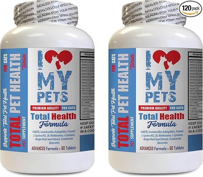 I LOVE MY PETS LLC Senior cat Treat - Total PET Health for Cats - Premium Quality Formula - Chews - Vitamin b12 for Cats - 2 Bottles (120 Treats)