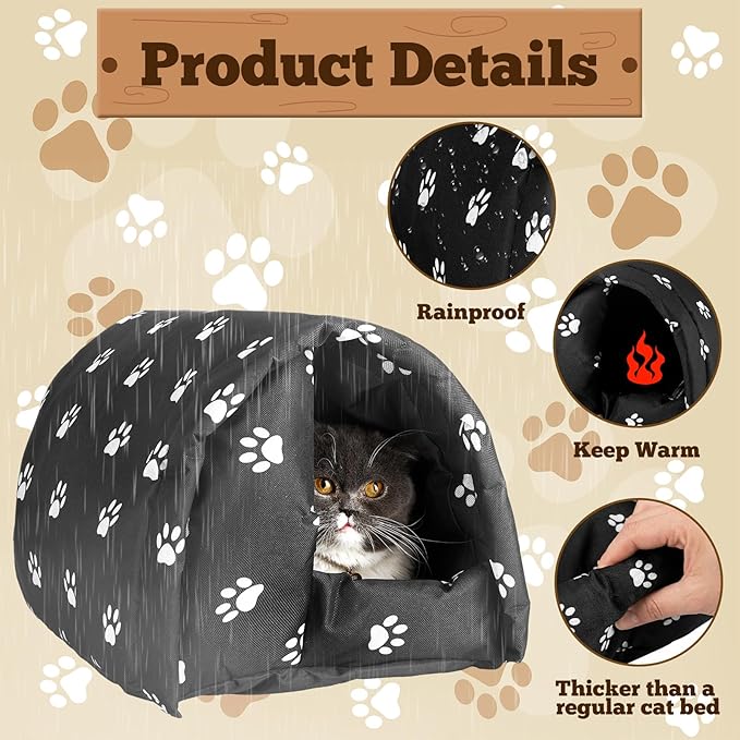 3 Pcs 21.3" x 16.5"x 14.2" Cat Houses for Outdoor Cats Bulk Weatherproof Waterproof Rainproof Foldable Cotton Insulated Feral Dogs Tent Shelter Pet Beds for Warm Outdoor Indoor Garden a 6kg Kitten