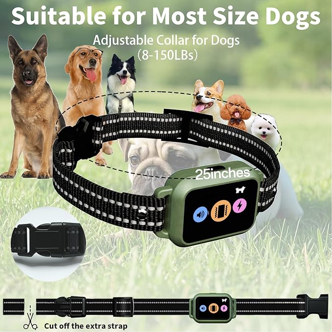 Dog Training Collar with Remote - Upgraded 5 Modes with Step Counting & Light Dog Shock Collar 3300FT IP67 Waterproof Rechargeable E-Collar for Large Medium Small Dogs (Green)