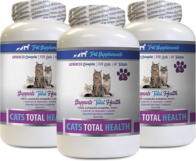 cat Dental Treats - Cats Total Health Complex - Joint Coat Eye Immune Support Formula - cat Immune System Support - 3 Bottles (180 Tablets)