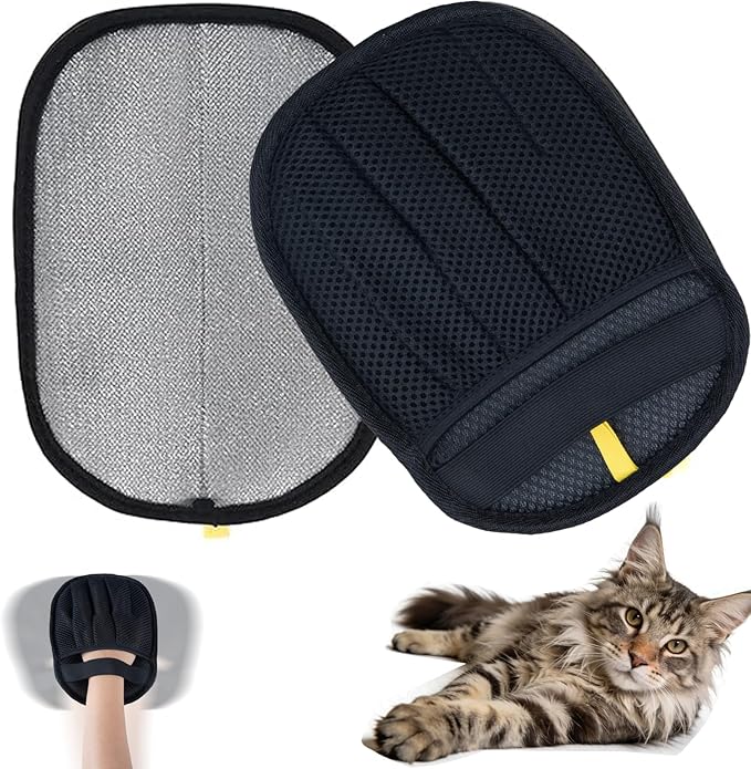 Pet Hair Removal Glove for Dogs & Cats, Reusable Magic Brush Pet Hair Remover Tool for Clothes, Couch, Furniture, Bed (Black) RFV
