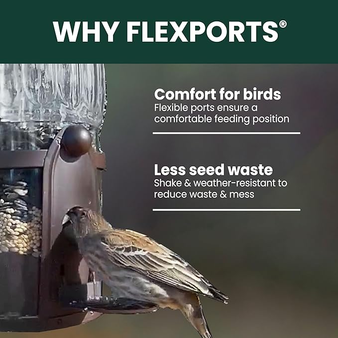 Perky-Pet 334-1SR Squirrel-Be-Gone Max Large Wild Bird Feeder with Flexports, Squirrel Proof Bird Feeder with Weight-Activated Perches - 4LB Seed Capacity