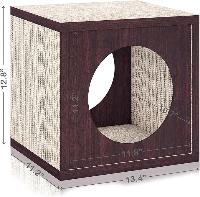 Way Basics Cat Scratching Post House Cube Scratcher (Tool-Free Assembly)