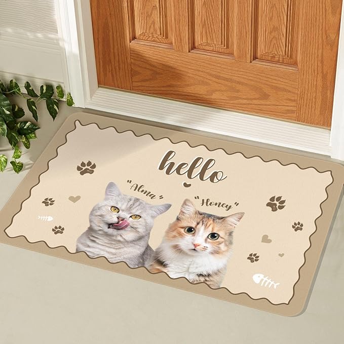 Styler-5 Personalized Dog & Cat Doormat, Custom Pet Door Mat for Dog Lovers - Funny 'Hello Home' Design - 24x16inch, One Size