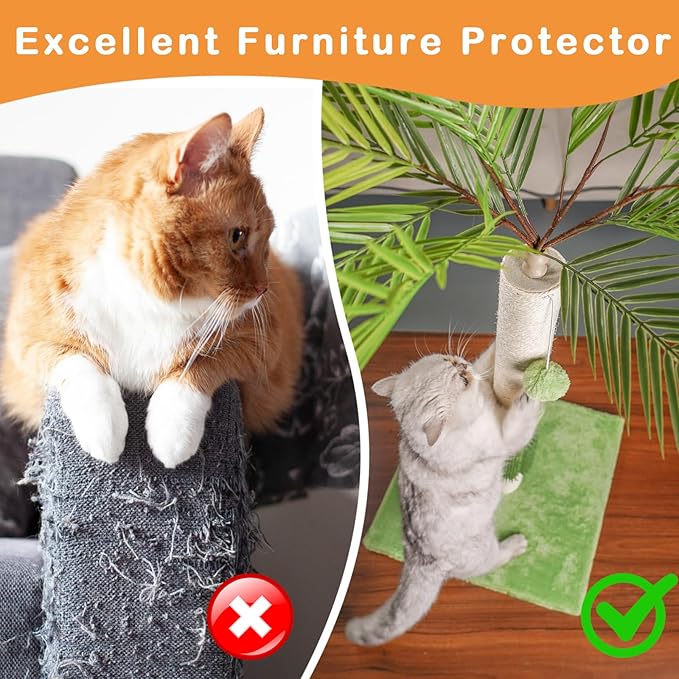 MeowHomm Cat Scratching Post,Cat Bird of Paradise Palm Tree for Indoor Cats with Natural Sisal Scratch Pole Hanging Sisal Ropes and Balls, Cute 40" Tall Cat Scratcher for Large Cat and Kittens