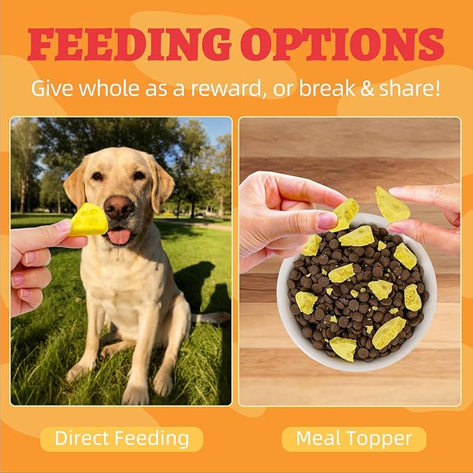 Wellix 7.41oz Freeze Dried Cheese Dog Treats - High-Protein,Grain-Free Crunchy Training Treats for Dogs & Cats - Digestive Health Food Toopers for Puppy Snacks