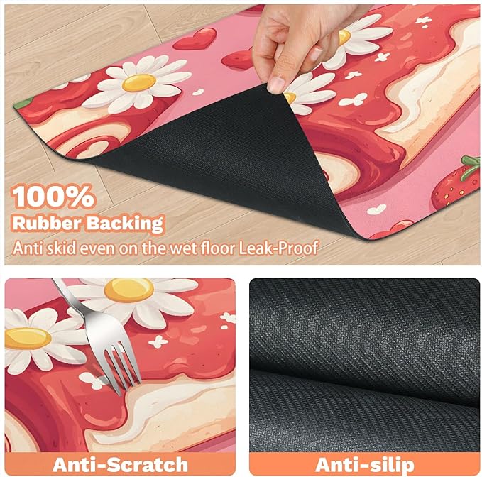 Swiss Roll Dog Food Mat for Floors Absorbent Dog Bowl Mat for Food and Water Dispenser Quick Dry Cat Food Placemat Pet Supplies 16" x 24", Daisy Flower