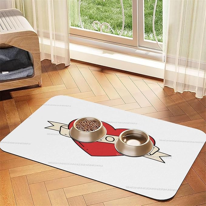 Non Slip Mat for Dog Pet Cat Dog Food Mats Happy Mother's Day Floral Gift for Mom Kc Water Bowl Mat Quick Dry Absorbent Cat Feeding Mats 18X12In