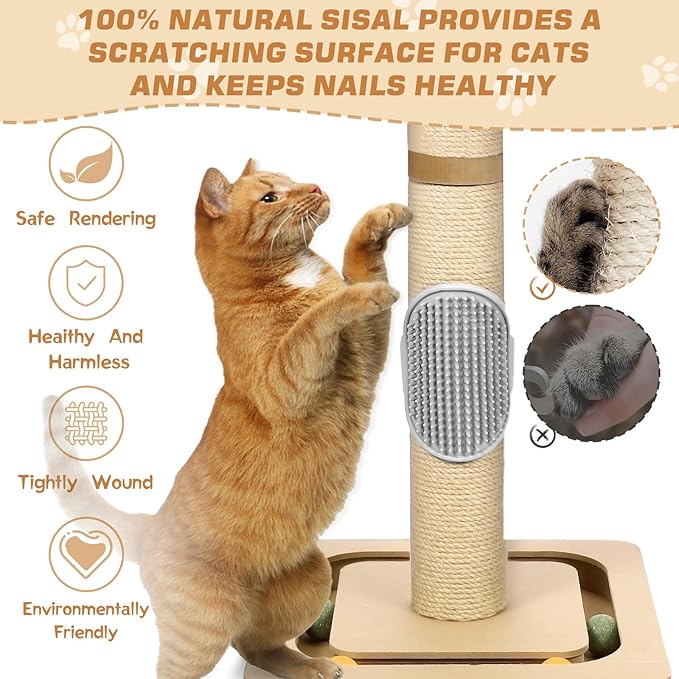 27” Small Cat Tree with 3-Tier Ball Track & Jute Scratching Post, Space-Saving Kitten Tower for Indoor Pets, Interactive Activity Center with Hanging Toys for Furniture Protection