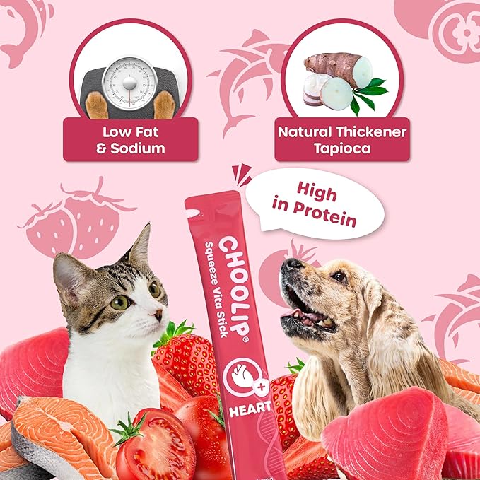 Choolip Bundle | Berry Good Milk 10pk Vitamin-Infused + 49pc Heart Support Squeeze Vita Sticks with Essential multivitamins [Both Products are for Cats & Dogs of All Life Stages]