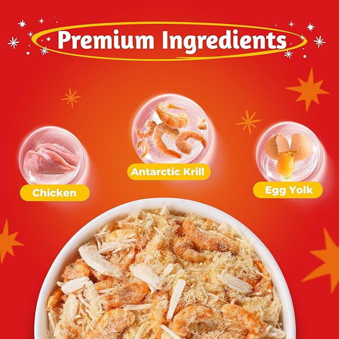 Just Try 13.4 OZ Cat Grass Treats Hairball Control + 8 OZ Freeze Dried Cat & Dog Food Toppers Chicken Egg Yolk Antarctic Krill