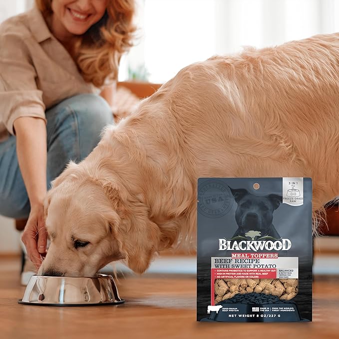Blackwood Dog Food Topper, Beef Recipe with Sweet Potato, 8 Ounce, High Protein with Probiotics, Use as Training Treat, Meal, or Topper