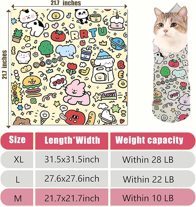 Cat Grooming Wrap, Cat Wrap for Cutting Nails, Self-Adherent Soft Cat Blanket to Wrap - Cat Burrito Wrap, Anti-Scratch, Anti-Escape, Cat Swaddle Wrap (Within 10lbs)