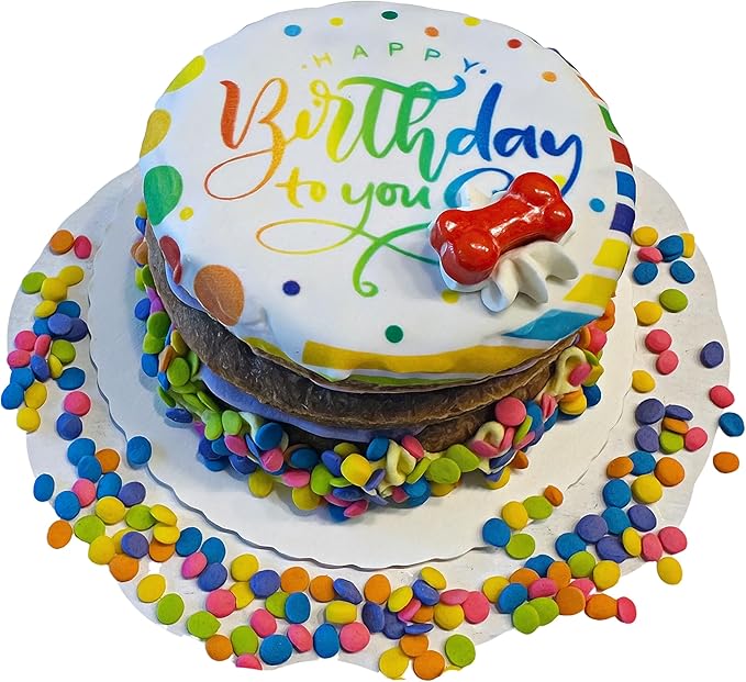 Dog Birthday Cake- Puppy Party Bright & Crunchy Cookie Treat- Bad to The Bone- Perfect Dog Party Cake Boxed & Decorated