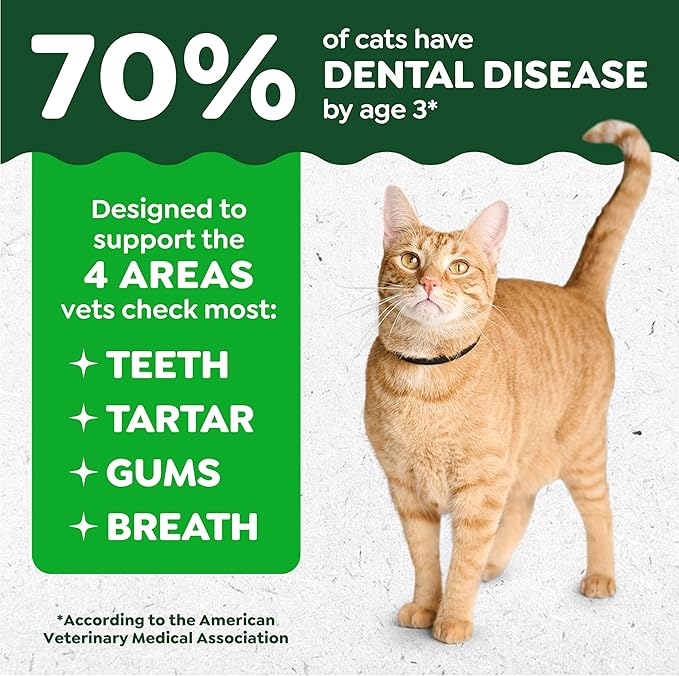 Greenies Cat Treats, Feline Veterinarian-Recommended Adult Natural Dental Cat Treats, Oven Roasted Chicken Flavor, 21 oz. Tub